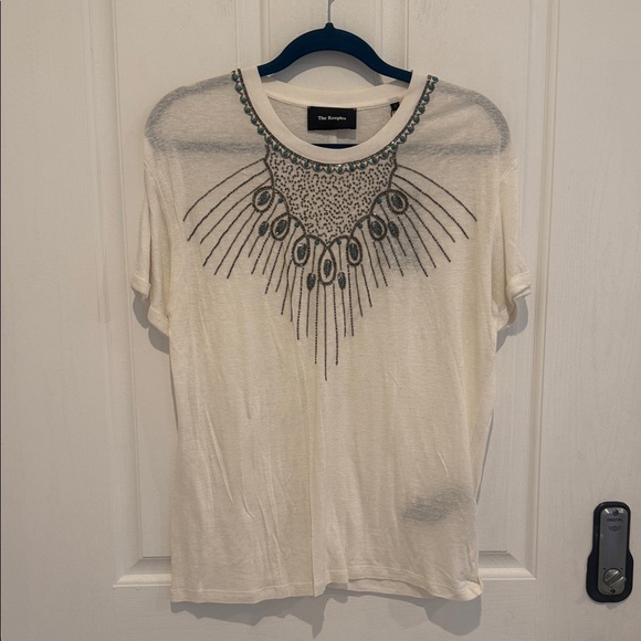 The kooples White Linen & Beaded T-shirt - Picture 2 of 8